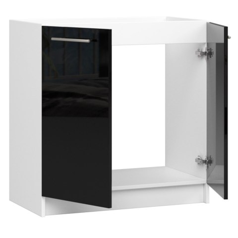 SZAFKA KUCHENNA POD ZLEWOZMYWAK OLIWIA S 80cm BIAŁA-CZARNY POŁYSK