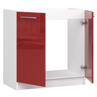 SZAFKA KUCHENNA POD ZLEWOZMYWAK OLIWIA S 80cm BIAŁA-CZERWONY POŁYSK