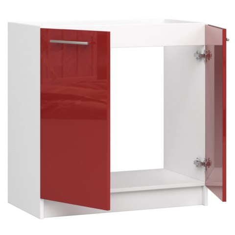 SZAFKA KUCHENNA POD ZLEWOZMYWAK OLIWIA S 80cm BIAŁA-CZERWONY POŁYSK