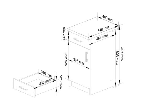 Szafka LIMA S40 SZ1 + BLAT BIAŁY/DĄB SONOMA