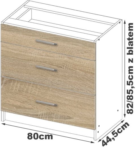 Szafka LIMA S80 SZ3 + BLAT BIAŁY/DĄB SONOMA