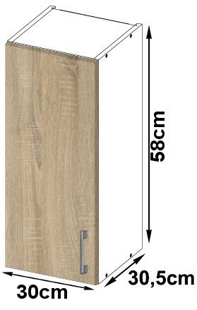 Szafka LIMA W30 /580/ BIAŁY/DĄB SONOMA