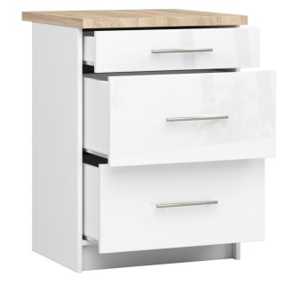 Szafka OLIWIA S60 3SZ + BLAT BIAŁA / BIAŁY POŁYSK