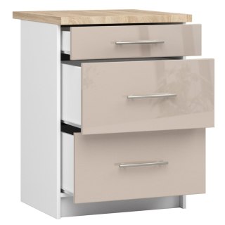 Szafka OLIWIA S60 3SZ + BLAT BIAŁA / CAPPUCCINO POŁYSK