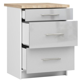 Szafka OLIWIA S60 3SZ + BLAT BIAŁA-METALIK POŁYSK