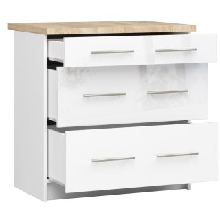 Szafka OLIWIA S80 3SZ + BLAT BIAŁA / BIAŁY POŁYSK