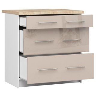 Szafka OLIWIA S80 3SZ + BLAT BIAŁA / CAPPUCCINO POŁYSK