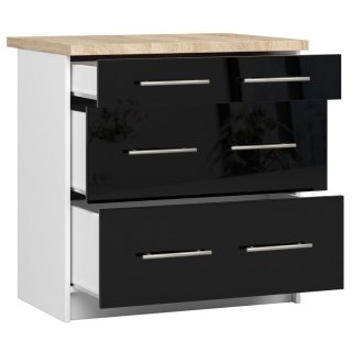 Szafka OLIWIA S80 3SZ + BLAT BIAŁA / CZARNY POŁYSK