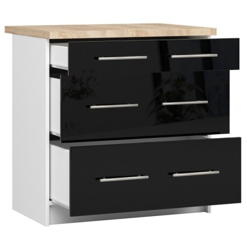 Szafka OLIWIA S80 3SZ + BLAT BIAŁA / CZARNY POŁYSK