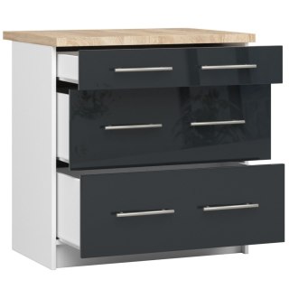 Szafka OLIWIA S80 3SZ + BLAT BIAŁA / GRAFIT POŁYSK