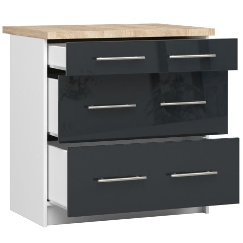 Szafka OLIWIA S80 3SZ + BLAT BIAŁA / GRAFIT POŁYSK