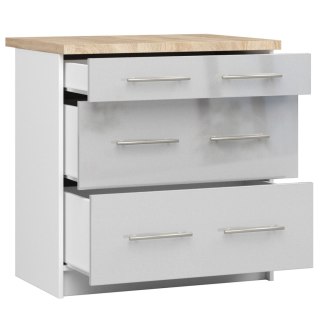 Szafka OLIWIA S80 3SZ + BLAT BIAŁA / METALIK POŁYSK