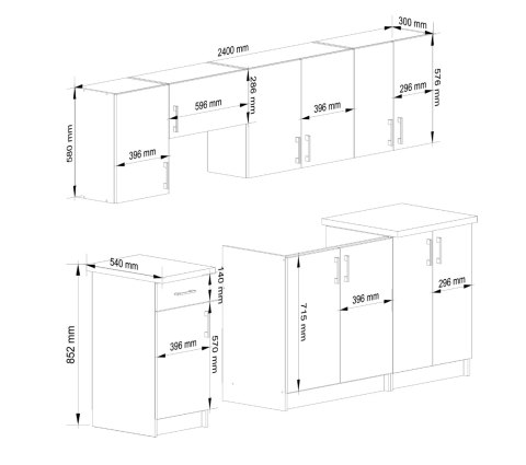 ZESTAW KUCHENY LIMA 2.4M BIAŁY/DĄB SONOMA