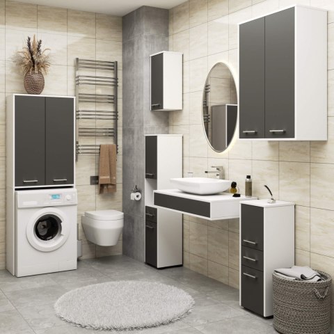 ŁAZIENKA FIN 180 SŁUPEK PRALKA PEŁNE 2D - BIAŁY / SZARY