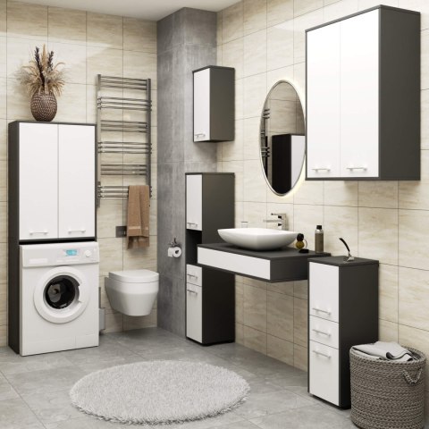 ŁAZIENKA FIN 180 SŁUPEK PRALKA PEŁNE 2D - SZARY / BIAŁY