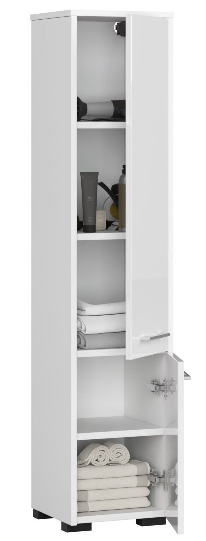 REGAŁ ŁAZIENKA FIN SŁUPEK 30 2D 140cm BIAŁY POŁYSK