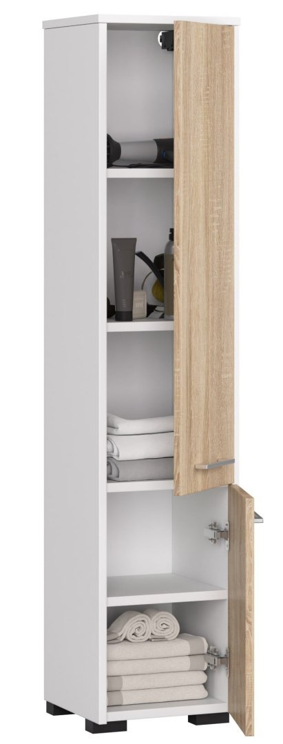 REGAŁ ŁAZIENKA FIN SŁUPEK 30 2D 140cm BIAŁY / SONOMA
