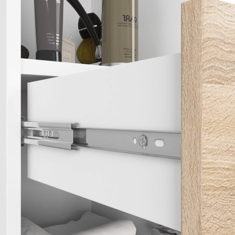 REGAŁ ŁAZIENKA FIN SŁUPEK 30 2D 1SZ 1W 140cm PK BIAŁY / SONOMA