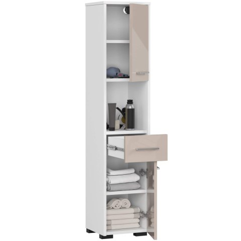 REGAŁ ŁAZIENKA FIN SŁUPEK 30 2D 1SZ 1W 140cm PK CAPUCINO POŁYSK