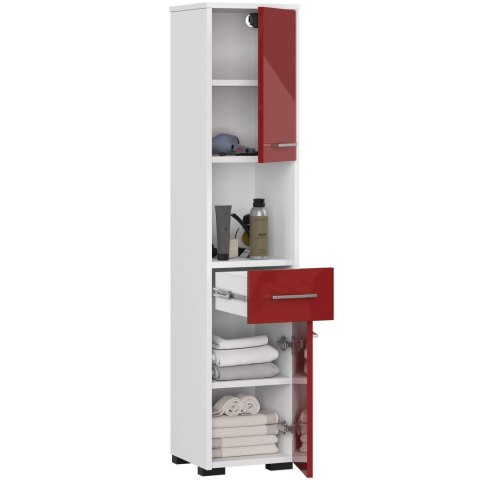REGAŁ ŁAZIENKA FIN SŁUPEK 30 2D 1SZ 1W 140cm PK CZERWONY POŁYSK