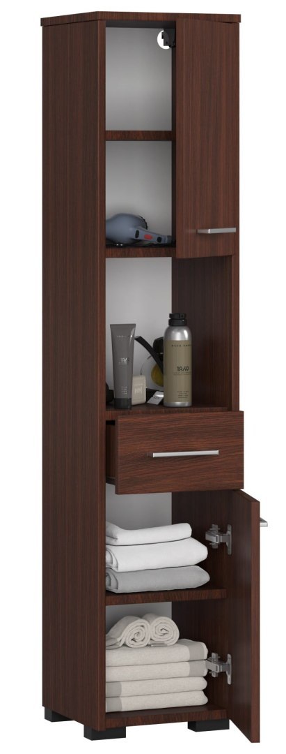 SŁUPEK REGAŁ ŁAZIENKOWY FIN 2D 1SZ 1W WENGE