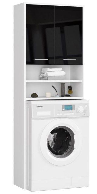 SŁUPEK REGAŁ ŁAZIENKOWY FIN NAD PRALKĘ BIAŁY / CZARNY POŁYSK