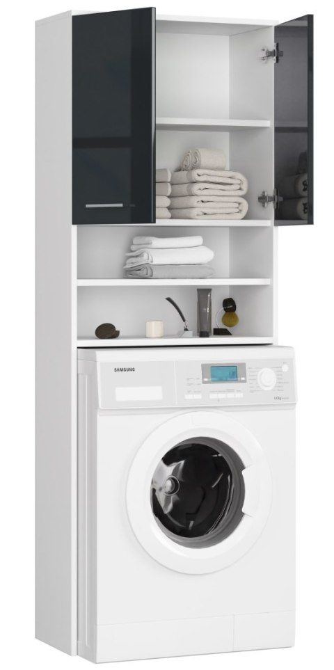 SŁUPEK REGAŁ ŁAZIENKOWY FIN NAD PRALKĘ BIAŁY / GRAFIT POŁYSK