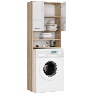 SŁUPEK REGAŁ ŁAZIENKOWY FIN NAD PRALKĘ DĄB SONOMA / BIAŁY POŁYSK