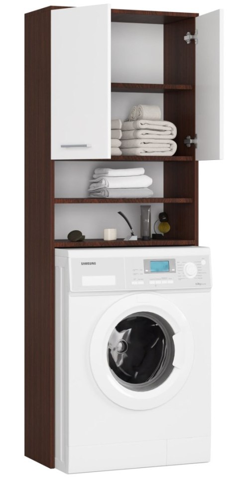 SŁUPEK REGAŁ ŁAZIENKOWY FIN NAD PRALKĘ WENGE / BIAŁY