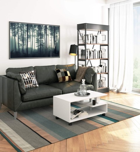 STOLIK KAWOWY NA KÓŁKACH VINI BIAŁY