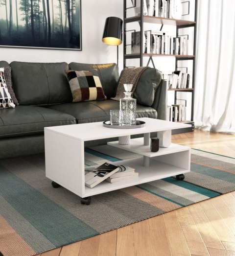 STOLIK KAWOWY NA KÓŁKACH VINI BIAŁY