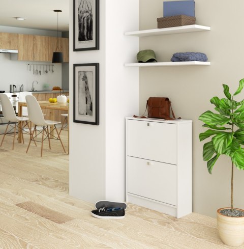 SZAFKA NA BUTY 2 UCHYLNE DRZWICZKI 60 cm BIAŁA