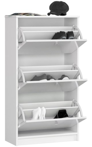 SZAFKA NA BUTY 3 UCHYLNE DRZWICZKI 60 cm BIAŁA BIAŁY POŁYSK