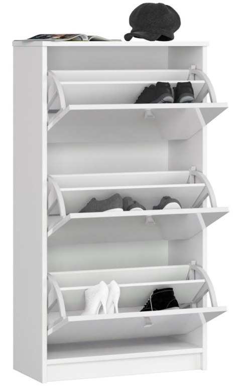 SZAFKA NA BUTY 3 UCHYLNE DRZWICZKI 60 cm BIAŁA BIAŁY POŁYSK