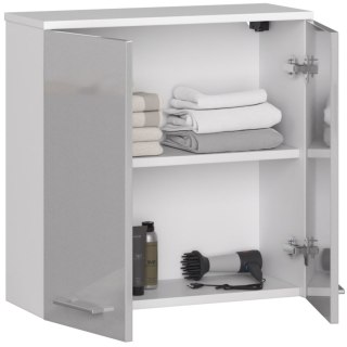 SZAFKA WISZĄCA W 60 cm FIN 2D BIAŁA / METALIK POŁYSK