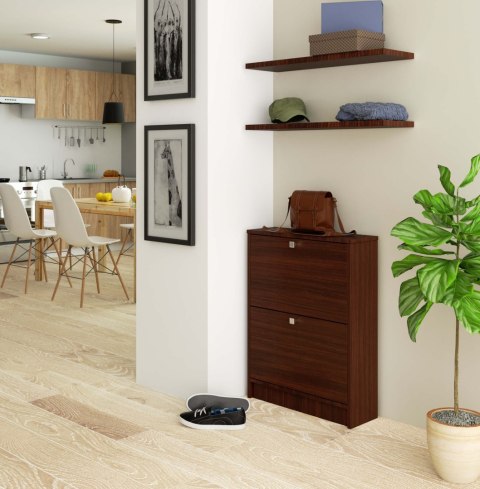 Szafka na buty 2 uchylne drzwiczki 60 cm - wenge