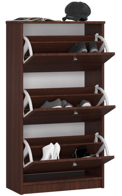 Szafka na buty 3 uchylne drzwiczki 60 cm - wenge