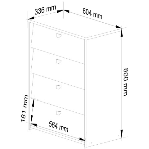 Szafka na buty 4 uchylne drzwiczki 60 cm - biała