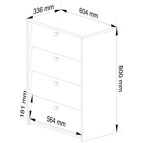 Szafka na buty 4 uchylne drzwiczki 60 cm - dąb sonoma