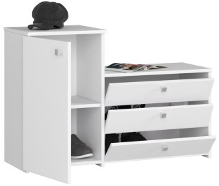 Szafka na buty S16 z komodą 3 uchylne drzwiczki - biała