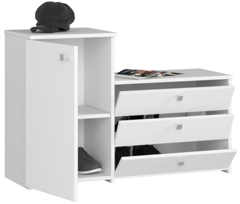 Szafka na buty S16 z komodą 3 uchylne drzwiczki - biała