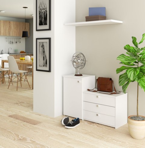 Szafka na buty S16 z komodą 3 uchylne drzwiczki - biała