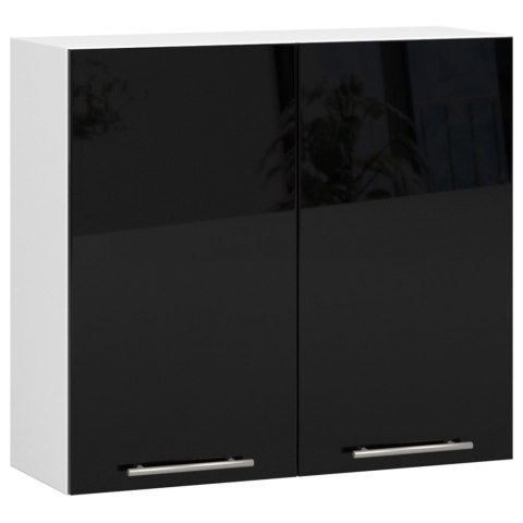 WISZĄCA SZAFKA KUCHENNA OLIWIA W 80cm BIAŁA-CZARNY POŁYSK H720