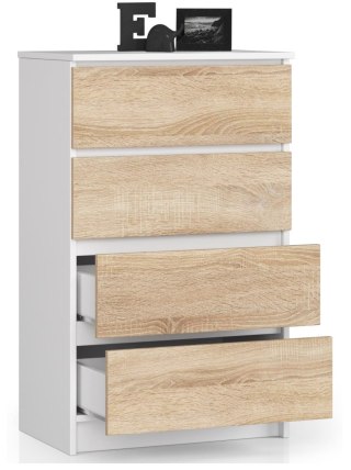 KOMODA K 60 cm 4 SZUFLADY PK BIAŁA / SONOMA