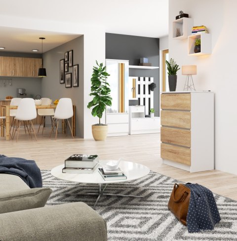 KOMODA K 60 cm 4 SZUFLADY PK BIAŁA / SONOMA