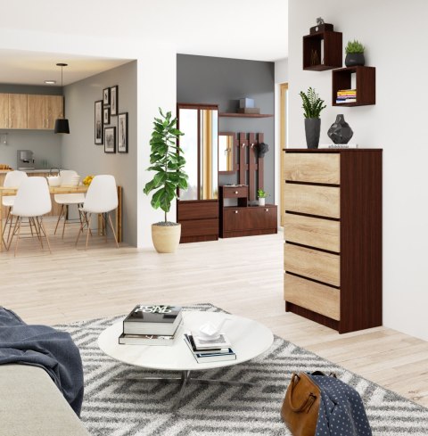 KOMODA K 60 cm 5 SZUFLAD PK WENGE / SONOMA