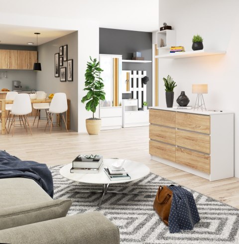 KOMODA K120 6SZ CLP PK BIAŁY / SONOMA