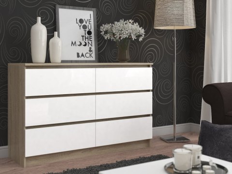 KOMODA K120 6SZ CLP PK DĄB SONOMA / BIAŁY