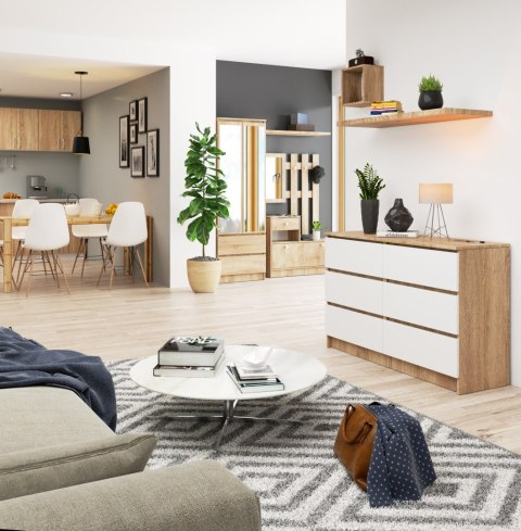 KOMODA K120 6SZ CLP PK DĄB SONOMA / BIAŁY