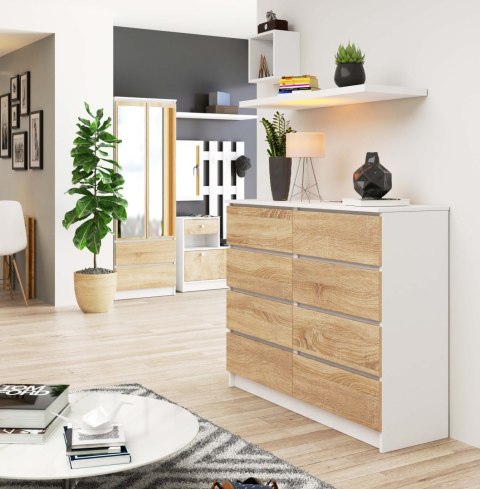 KOMODA K120 8SZ PK BIAŁA / SONOMA